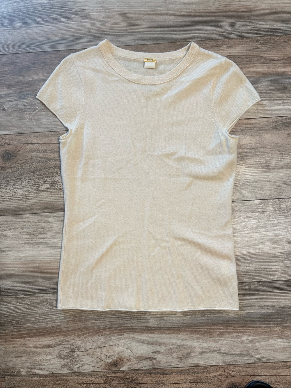 J. Crew Cream Short-Sleeve Cashmere Top